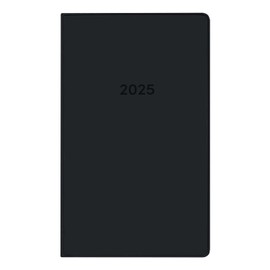 Idena 11147 Pocket Diary 2025 8.7 x 15.3 cm, 1 Month on 2 Pages, Appointment Calendar with Flexible Cover in Black and Address Book