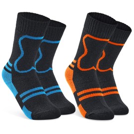 CityComfort Boys Ski Socks Multipack Activewear Warm High Performance Thermal Long Winter Socks for Skiing Snowboarding Hiking Walking Outdoor Activities (Black, 12-3 UK, 6-9 Years)