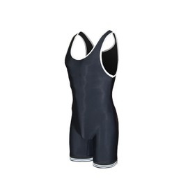 Matman U.S.A. The Edge Old School Men's Boy's Wrestling Singlet (Black/White, X-Large)