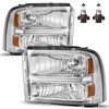 ROADEAL Headlights W/Bulbs for 2005 2006 2007 Ford F250 F350