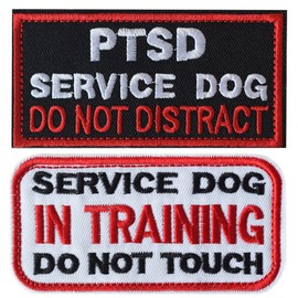 J.CARP 2 Pieces PTSD Service Dog Do Not Distract Patch, Service Dog in Training Do Not Touch Full Embroidered Badge Patch for Dogs Harness Vest Clothes