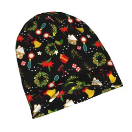 Christmas Theme Beanie Hats Snowflake Knitted Hats Slouchy Elastic Skull Cap for Women Men