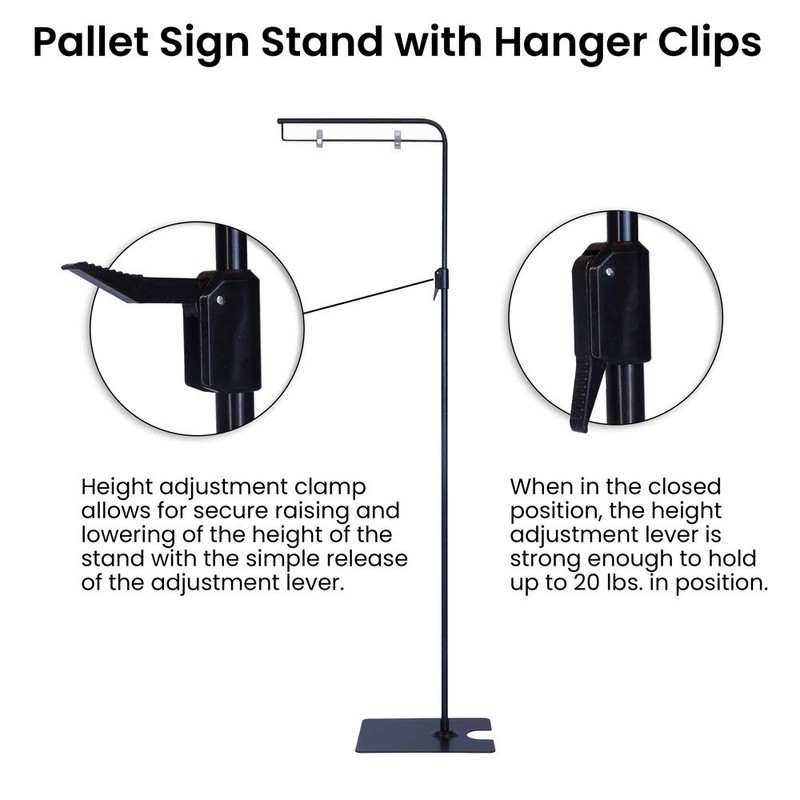 Pallet Sign Stand - Adjustable Height - Sign Clips On
