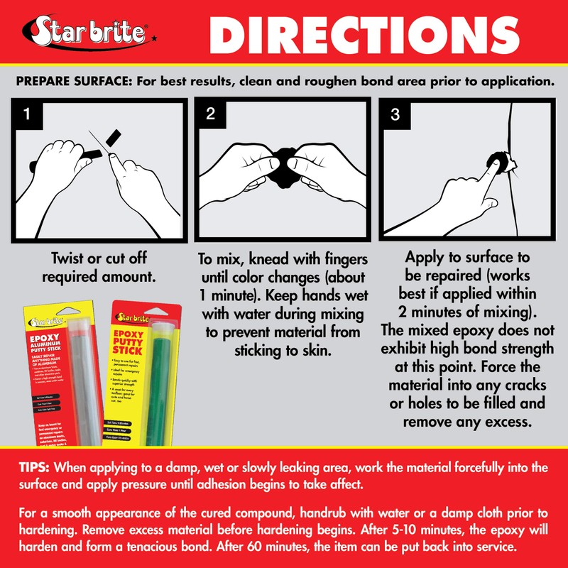 STAR BRITE Epoxy Putty Stick - Make Fast, Permanent Repairs