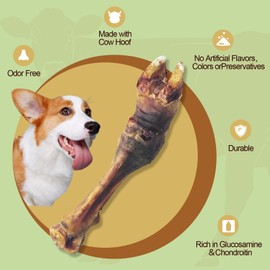 Sfasfnsd Air-Dried Cow Hooves Dog Treats,Natural Long Lasting Cattle Bone Chew Sticks for Large Dogs &Aggressive Chewers Rawhide-Free Dental Dog Bones（7.04oz
