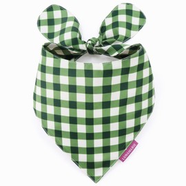 LunaMarie - Luxury Pet Birthday Bandanas -Premium & Silky Poly Fabric | 100% Handmade | Custom Shape Dual Layered (Olive, Large)