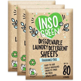 Eco Laundry Sheets Detergent - Unscented 3Pack 240Loads - Zero Plastic Packaging - Travel Laundry Detergent - 120 Sheets