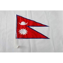 Nepal Car Flag 18'' x 12'' - Nepalese Car flags 30 x 45cm - Banner 18x12 INCHES PLASTIC STICK - AZ FLAG