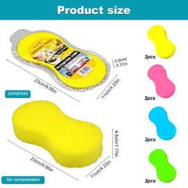 Car Sponges, 10 PCS Car Wash Sponges, Sponges For Car Cleaning, Washing Windows and Anti Scratch Technology For Wheels, Windscreen & Bodywork Yellow 22 x 11 x 5 cm