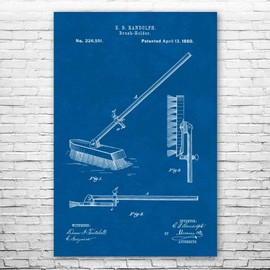 Push Broom Poster Print, Broom Closet Art, Grounds Keeper, Custodian Gifts, Laundry Room Art, School Janitor Blueprint (13 inch x 19 inch)