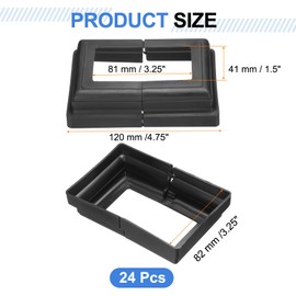 uxcell 24Pcs Post Base Cover, 4.75"x3.25" (Internal Size 1.5"x3.25") PVC Split Style Post Skirt, Porch Column Wrap for Post Fence Deck Cable Railing Baluster Stair Rails, Black