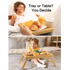 Pipishell Bamboo Bed Breakfast Tray with Foldable Legs, Handles, Ideal