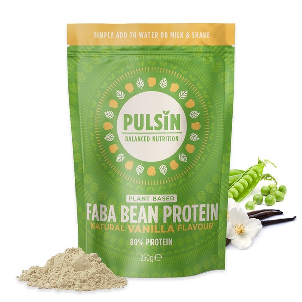 Pulsin - Vanilla Vegan Faba Bean Protein Powder - 250g - 20g Protein, 1.5g Carbs, 101 Kcal Per Serving - Gluten Free, Plant Based, Palm Oil Free & Dairy Free Protein