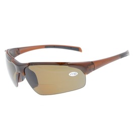 Eyekepper TR90 Polarized Half-Rimless Bifocal Sunglasses Brown Frame +2.5