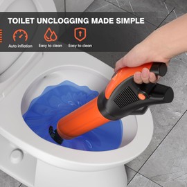IVOTOW Electric toilet plunger,Toilet Auger with Pressure Gauge, Electric Drain Snake for Clogged Toilet, High-Pressure Toilet Auger, plungers for bathroom,Pneumatic Toilet Auger Tool