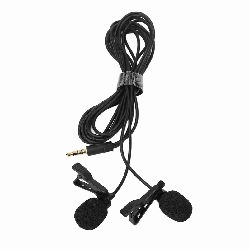 Black Double Head Lavalier Lapel Microphone No Driver Installation Required