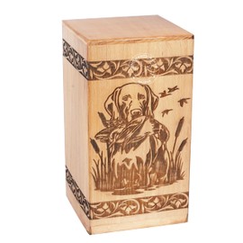 HIND HANDICRAFTS Handcrafted Floral Engraved Wooden Urns for Human Ashes Adult Large - Cremation Urn for Ashes - Burial Urn for Columbarium - Funeral Urn Box (Dog Hunting, 250 LB - Beechwood)