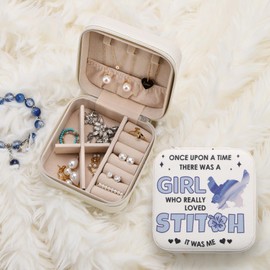 Dehott Stitch Jewellery Box for Girls - Travel Jewellery Box 10 x 10 x 5 cm Cute Stitch Things & Gift Idea for Stitch Birthday Decoration