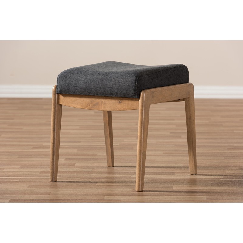 Baxton Studio Wilda Mid-Century Fabric Ottoman