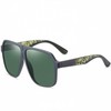 Lightweight Men's Sunglasses: Oversized Pilot Polarized for Large Faces Sunglasses Leopard-Black