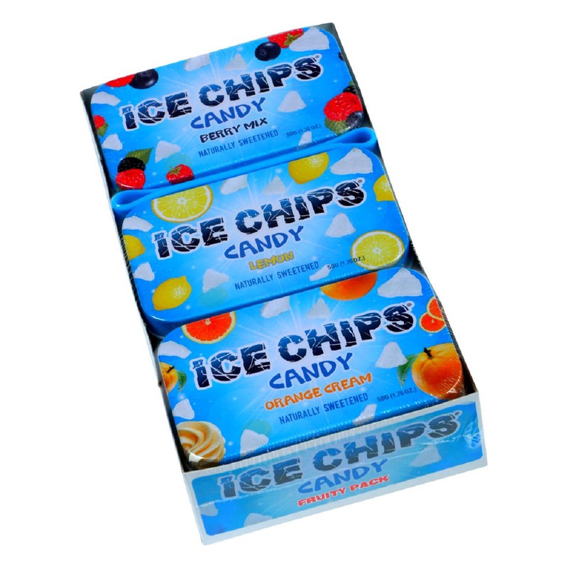 ICE CHIPS Xylitol Candy 6 Tins (Fruity Pack); Low Carb,