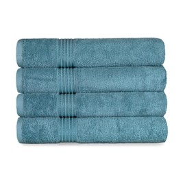 Superior Egyptian Cotton 4-Piece Bath Towel Set for Shower, Bath, Spa, Resort, Hotel, Soft Body Towels, Airbnb Essentials, Apartment, Dorm, Quick Dry, Absorbent, Bathroom Basics, Sapphire