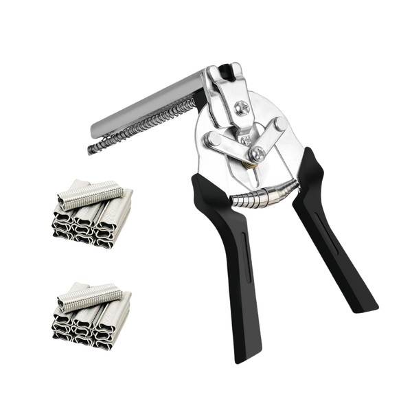 Bogmif Hog Ring Pliers Kit with 1200 M-Nails, Versatile M-Ring