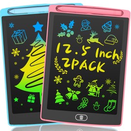 LCD Writing Board Toy for Children 12.5 Inches, Pack of 2 Painting Board, LCD Writing Board for Children, Toy for Children, Colourful Doodles, Gifts for 3-8 Year Old Girls Boys (Pink Blue)