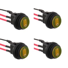 EPLZON Pack of 4 12V 20A Waterproof Round Toggle Switch with Light Rocker Switch 3-Pin SPST Switch with 20cm Pre-Wired for Car, Boat, RV, Truck (Yellow)
