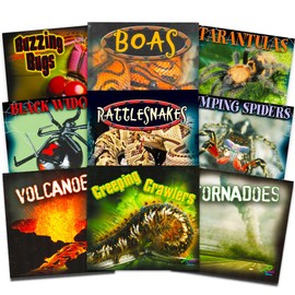 Know-It-All Educational Nature Books for Kids Toddlers -- Assorted Set of 9 Books About Wild Animals (Sharks, Spiders, Dinosaurs, Snakes, More)