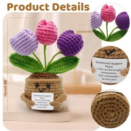 Nokwocy Pocket Hug Positive Sunflower, Creative Knitting Wool Sunflower Doll, Knitted Sunflower Positive Potato German Replacement, Courage Gift, Thank You Gifts (Tulip)