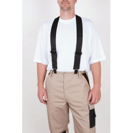 kwb Hosenträger (100 cm lang, 5,1 cm breit, elastisch, im Rückenteil mit Lederplatte verstärkt), Grau