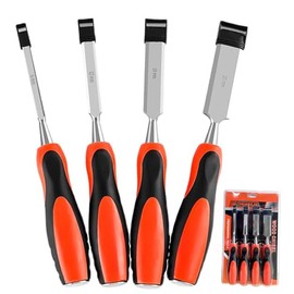 AUERQXZ 4 Piezas Juego de cinceles para trabajar, Hoja de borde biselado de acero CR-V, 1/4", 1/2", 3/4", 1 ", Ideal para tallar, cortar, recortar