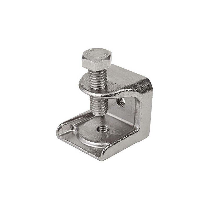 Beam Clamp, 3/8 In., Brite, 1-1/2 In., SS