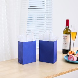 SUNCOLOR 25 Pieces 6" Mini Goodie Bags Small Gift Bags with Handle for Party Favor Bags(Navy Blue)