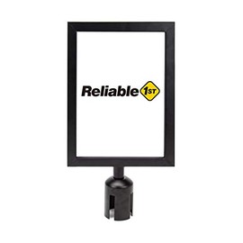 Reliable1st Stanchion Sign Holder Portrait Frame for 8.5" x 11" Paper Size | Double Sided Black Metal Portrait Display with Plexiglass Cover for 2" Diameter Retractable Belt Stanchions
