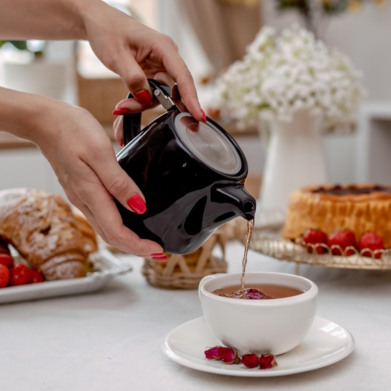 ORNA Ceramic Teapot with Tea Infuser – Small Tea Pot