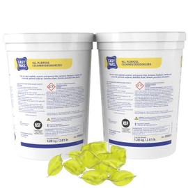 Diversey 990651 Easy Paks All Purpose Cleaner & Deodorizer, Water Soluble Paks make Effervescent Solution with Lemon Scent, Yellow, 90-Paks, 1 Tub (Pack of 2)