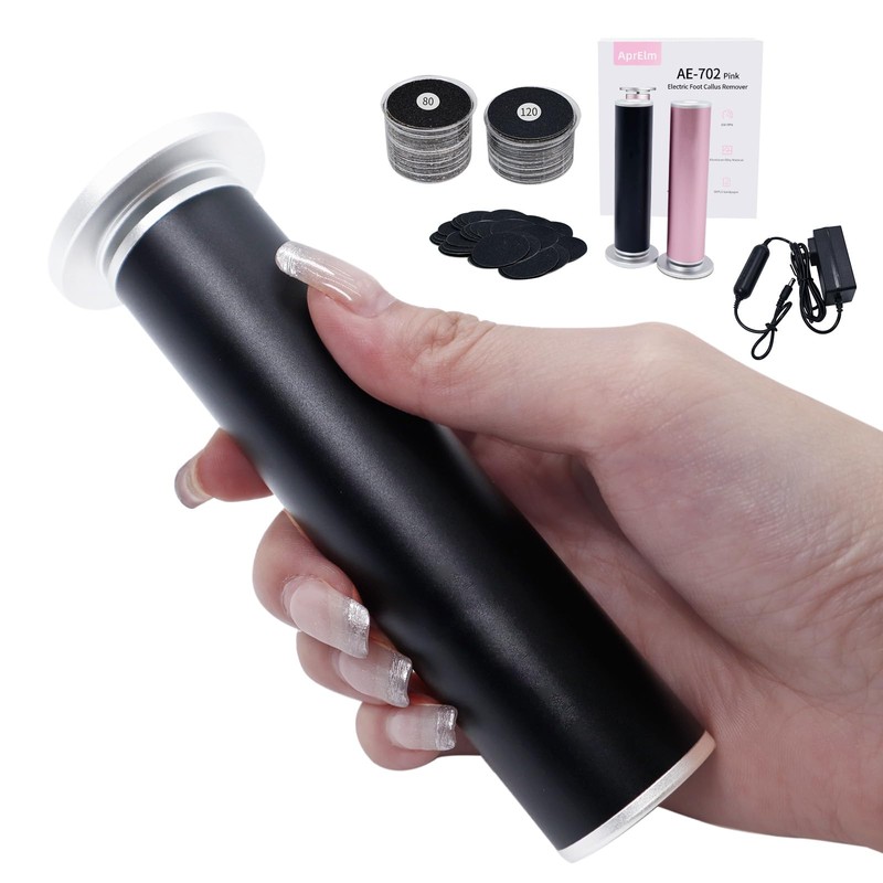 AprElm 4.8IN Longer Electric Foot Callus Remover with 80pcs Sandpaper