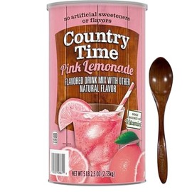 Candy Freezer Powdered Drink Mix 1 Canister, 82.5 oz with Candy Freezer Wooden Spoon (Pink Lemonade) Bottle