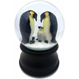 San Francisco Music Box Penguin with Chick Snow Globe