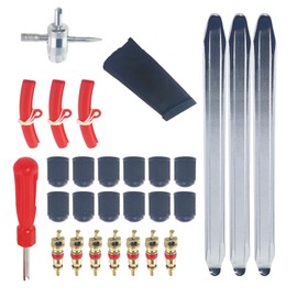 GIVIHGETI 28 Stück Reifenmontierhebel Set 30 cm mit 3 Felgenschutz, Reifenventil Kit Reifenmontage Werkzeug Lever Iron Reifenwechselset für Motorrad, Fahrrad, Auto