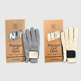 Modest Vintage Player Ltd PRO Houndstooth Cabretta Golf Gloves R/H - Black (2 Pack) Mens (M)
