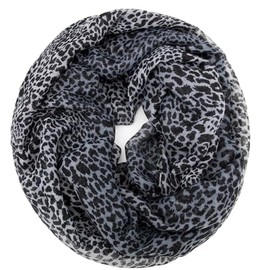 Glamexx24 Women's Scarf Leo Pattern Long Scarf Loop Tube Scarf XXL Loop Scarf Girls Animal Print Scarf, Grey light grey