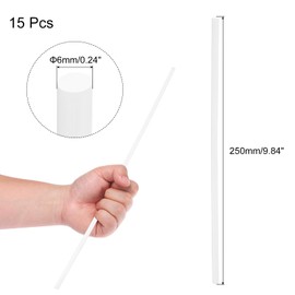 QUARKZMAN Pack of 15 ABS Plastic Round Rods, 6 x 250 mm, ABS Rods, Plastic Rods, Round for Structural Architectural Model Making, DIY Toy Building, White