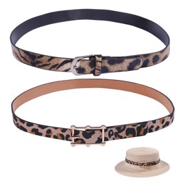 CHGCRAFT 2Pcs 2Style Cowboy Hat Bands Western PU Leather Hats Belt Replacement With Alloy Clasps Rancher Fedora Strap Rodeo Headbands for Men Women