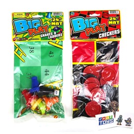 Big Play (2 Pack) Checkers and Snakes and Ladders with 2 GosuToys Stickers