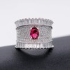 Uloveido Red CZ Ring Female Cubic Zirconia Cluster Wide Band