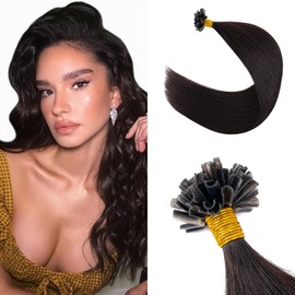 Silk-co Prebonded Hair Extensions 14inch Straight #1B Natural Black 50S 40g U Tip Hair Keratin Nail 100% Real Remy Human Hair