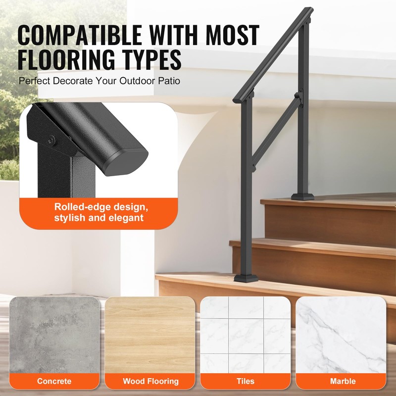 VEVOR Handrails for Outdoor Steps, 2 PCS 2 Step Stair